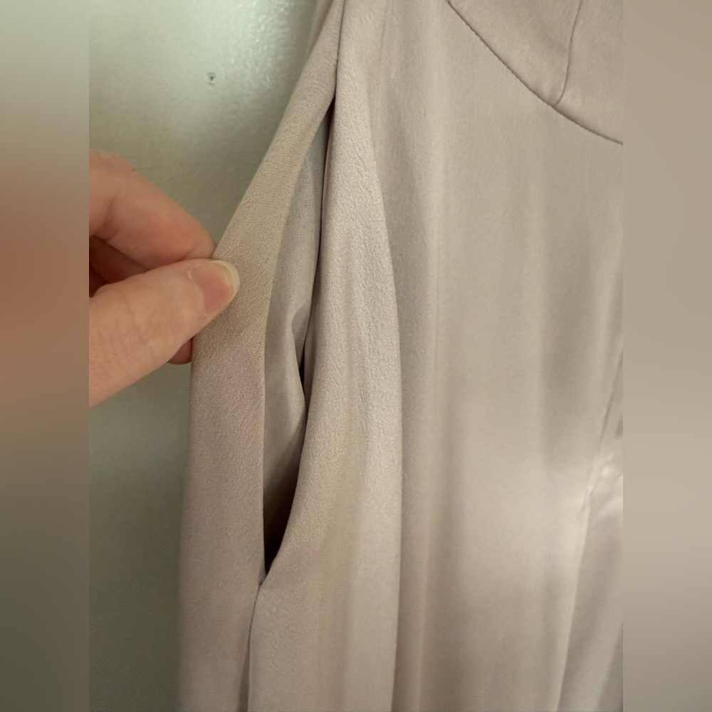 Crepe-Back Satin One-Shoulder Dress - Biscotti - 6 - Picture 9 of 13